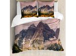 Abakuhaus Set Copripiumino Naturale Per Letti Matrimoniali, Paesaggio Montano, Antiacaro, Adatto A Chi Soffre Di Allergie, Con Federe, Multicolore