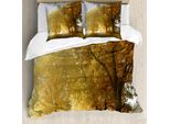Abakuhaus Copripiumino, Autumn Morning Scenic, Antiacaro, Adatto A Chi Soffre Di Allergie, Con Federe, 155 Cm X 220 Cm - 80 X 80 Cm, Verde Giallo