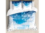 Abakuhaus Copripiumino Invernale, Fiocchi Di Neve E Stelle, Antiacaro, Adatto A Chi Soffre Di Allergie, Con Federe, 200 Cm X 200 Cm - 80 X 80 Cm, Blu E Bianco