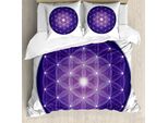 Abakuhaus Copripiumino Geometrico, Design Tradizionale, Antiacaro, Adatto A Chi Soffre Di Allergie, Con Federe, 200 Cm X 200 Cm - 80 X 80 Cm, Viola