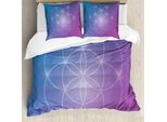Abakuhaus Copripiumino Geometrico, Forme Rotonde, Antiacaro, Adatto A Chi Soffre Di Allergie, Con Federe, 155 Cm X 220 Cm - 80 X 80 Cm, Blu E Viola
