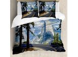 Abakuhaus Yosemite Copripiumino, Mountain Road Paesaggio, Antiacaro Adatto A Chi Soffre Di Allergie Con Federe, 155 Cm X 220 Cm - 80 X 80 Cm, Verde
