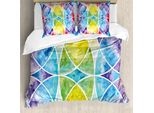 Abakuhaus Geometria Copripiumino, Arcobaleno, Antiacaro, Adatto A Chi Soffre Di Allergie, Con Federe, 155 Cm X 220 Cm - 80 X 80 Cm, Multicolore