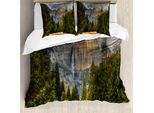 Abakuhaus Yosemite Copripiumino, Yosemite Park Autunno, Antiacaro Adatto A Chi Soffre Di Allergie Con Federe, 155 Cm X 220 Cm - 80 X 80 Cm, Verde Grigio