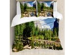 Abakuhaus Copripiumino Yosemite, Yosemite Forest River, Antiacaro, Adatto A Chi Soffre Di Allergie, Con Federe, 155 Cm X 220 Cm - 80 X 80 Cm, Verde Blu