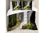 Abakuhaus Copripiumino Yosemite, Parco Nazionale Di Yosemite, Antiacaro, Adatto A Chi Soffre Di Allergie, Con Federe, 155 Cm X 220 Cm - 80 X 80 Cm, Bianco Verde