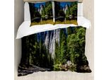 Abakuhaus Yosemite Copripiumino, Granit Klippe Fluss, Antiacaro Adatto A Chi Soffre Di Allergie Con Federe, 155 Cm X 220 Cm - 80 X 80 Cm, Verde Blu