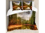 Abakuhaus Yosemite Copripiumino, Fiume Al Mattino, Antiacaro, Adatto A Chi Soffre Di Allergie, Con Federe, 200 Cm X 200 Cm - 80 X 80 Cm, Verde