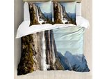 Abakuhaus Yosemite Copripiumino, Yosemite Falls Mountain, Antiacaro, Adatto A Chi Soffre Di Allergie, Con Federe, 155 Cm X 220 Cm - 80 X 80 Cm, Verde