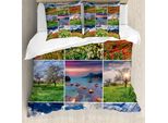 Abakuhaus Copripiumino Estivo, Paesaggi Rurali Estivi, Antiacaro, Adatto A Chi Soffre Di Allergie, Con Federe, 200 Cm X 200 Cm - 80 X 80 Cm, Multicolore