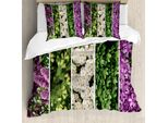Abakuhaus Copripiumino Con Fiori, Blooming Bouquet Romantic, Antiacaro, Adatto A Chi Soffre Di Allergie, Con Federe, 155 Cm X 220 Cm - 80 X 80 Cm, Verde Viola