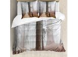 Abakuhaus Yosemite Copripiumino, Foresta In Una Mattina Nebbiosa, Antiacaro Adatto A Chi Soffre Di Allergie Con Federe, 155 Cm X 220 Cm - 80 X 80 Cm, Grigio Marrone