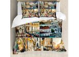 Abakuhaus Copripiumino Da Viaggio, Panorama Di Venezia Canal, Antiacaro, Adatto A Chi Soffre Di Allergie, Con Federe, 155 Cm X 220 Cm - 80 X 80 Cm, Multicolore