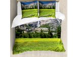 Abakuhaus Yosemite Copripiumino, Yosemite Falls Country, Antiacaro, Adatto A Chi Soffre Di Allergie, Con Federe, 155 Cm X 220 Cm - 80 X 80 Cm, Verde Blu