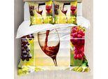 Abakuhaus Copripiumino Wein, Vendemmia, Antiacaro, Adatto A Chi Soffre Di Allergie, Con Federe, 200 Cm X 200 Cm - 80 X 80 Cm, Verde Rosso