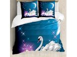 Abakuhaus Copripiumino Schwan, Magie Lily White Swan, Antiacaro, Adatto A Chi Soffre Di Allergie, Con Federe, 155 Cm X 220 Cm - 80 X 80 Cm, Blu E Bianco