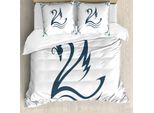 Abakuhaus Copripiumino Schwan, Cigno Con Curve, Antiacaro, Adatto A Chi Soffre Di Allergie, Con Federe, 155 Cm X 220 Cm - 80 X 80 Cm, Bianco Teal