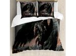 Abakuhaus Fantasy World Copripiumino, Pegasus KöNig Leading, Antiacaro, Adatto A Chi Soffre Di Allergie, Con Federe, 200 Cm X 200 Cm - 80 X 80 Cm, Nero Marrone
