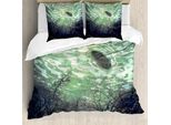 Abakuhaus Set Copripiumino Fantasia Per Letti Matrimoniali, Motivo Acquatico, Antiacaro, Adatto A Chi Soffre Di Allergie, Con Federe, Verde