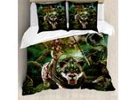 Abakuhaus Fantasy World Copripiumino, Fantasie-Tiger Galaxy, Antiacaro Adatto A Chi Soffre Di Allergie Con Federe, 200 Cm X 200 Cm - 80 X 80 Cm, Verde