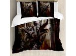 Abakuhaus Fantasy World Copripiumino, Tema Fantasy Cavaliere, Antiacaro, Adatto A Chi Soffre Di Allergie, Con Federe, 155 Cm X 220 Cm - 80 X 80 Cm, Rosso Grigio