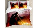 Abakuhaus Fantasy World Copripiumino, Tema Supereroi Magia, Antiacaro, Adatto A Chi Soffre Di Allergie, Con Federe, 200 Cm X 200 Cm - 80 X 80 Cm, Giallo Rosso