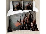 Abakuhaus Fantasy World Copripiumino, Medievale, Antiacaro Adatto A Chi Soffre Di Allergie Con Federe, 155 Cm X 220 Cm - 80 X 80 Cm, Grigio Arancione