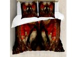 Abakuhaus Fantasy World Copripiumino, Diavolo Ali Fiamma, Antiacaro Adatto A Chi Soffre Di Allergie Con Federe, 155 Cm X 220 Cm - 80 X 80 Cm, Rosso Grigio