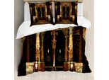 Abakuhaus Copripiumino Gotico, Colonne Di Halle, Antiacaro, Adatto A Chi Soffre Di Allergie, Con Federe, 155 Cm X 220 Cm - 80 X 80 Cm, Avorio Marrone Nero
