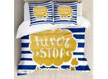 Abakuhaus Citazione Set Copripiumino Per Letti Matrimoniali, Maritime Vintage Navy, Antiacaro, Adatto A Chi Soffre Di Allergie, Con Federe, Blu Dorato