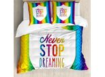 Abakuhaus Copripiumino Con Proverbio, Parole Arcobaleno, Antiacaro, Adatto A Chi Soffre Di Allergie, Con Federe, 155 Cm X 220 Cm - 80 X 80 Cm, Multicolore