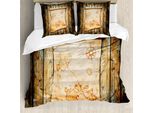 Abakuhaus Copripiumino Con Mappa Dell'isola, Mappa Su Legno Grunge, Antiacaro, Adatto A Chi Soffre Di Allergie, Con Federe, 155 Cm X 220 Cm - 80 X 80 Cm, Crema Marrone