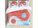Abakuhaus Ying Yang Copripiumino, Acquerello, Antiacaro, Adatto A Chi Soffre Di Allergie, Con Federe, 200 Cm X 200 Cm - 80 X 80 Cm, Rosso Blu Bianco