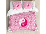 Abakuhaus Ying Yang Copripiumino, Mystisch, Antiacaro, Adatto A Chi Soffre Di Allergie, Con Federe, 155 Cm X 220 Cm - 80 X 80 Cm, Rosa