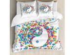 Abakuhaus Ying Yang Copripiumino, Pace Colorata, Antiacaro Adatto A Chi Soffre Di Allergie Con Federe, 155 Cm X 220 Cm - 80 X 80 Cm, Multicolore