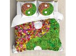 Abakuhaus Ying Yang Copripiumino, Foglie Floreali, Antiacaro, Adatto A Chi Soffre Di Allergie, Con Federe, 155 Cm X 220 Cm - 80 X 80 Cm, Multicolore