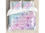Abakuhaus Copripiumino Hamsa, Evil Eye Bohemian Ombre, Antiacaro, Adatto A Chi Soffre Di Allergie, Con Federe, 200 Cm X 200 Cm - 80 X 80 Cm, Blu Lilla