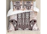 Abakuhaus Copripiumino Hamsa, Mystic Mandala Eastern, Antiacaro, Adatto A Chi Soffre Di Allergie, Con Federe, 155 Cm X 220 Cm - 80 X 80 Cm, Marrone E Crema
