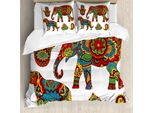 Abakuhaus Copripiumino Hamsa, Decorato Con Animali, Antiacaro, Adatto A Chi Soffre Di Allergie, Con Federe, 200 Cm X 200 Cm - 80 X 80 Cm, Multicolore
