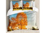 Abakuhaus Set Copripiumino Naturale Per Letti Matrimoniali, Acero In Autunno, Antiacaro, Adatto A Chi Soffre Di Allergie, Con Federe, Arancione Blu