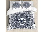 Abakuhaus Copripiumino Occulto, Mandala Tribale Vintage, Antiacaro, Adatto A Chi Soffre Di Allergie, Con Federe, 200 Cm X 200 Cm - 80 X 80 Cm, Grigio