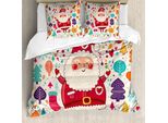 Abakuhaus Copripiumino Natalizio, Natale Vintage, Antiacaro, Adatto A Chi Soffre Di Allergie, Con Federe, 155 Cm X 220 Cm - 80 X 80 Cm, Multicolore