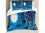 Abakuhaus Set Copripiumino Natalizio Per Letti Matrimoniali, Santa Winterwald, Antiacaro, Adatto A Chi Soffre Di Allergie, Con Federe, Blu Navy