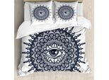 Abakuhaus Copripiumino Occulto, Arte Tradizionale Mandala, Antiacaro, Adatto A Chi Soffre Di Allergie, Con Federe, 200 Cm X 200 Cm - 80 X 80 Cm, Grigio Bianco