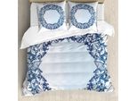 Abakuhaus Copripiumino Occulto, Motivo Floreale, Antiacaro, Adatto A Chi Soffre Di Allergie, Con Federe, 155 Cm X 220 Cm - 80 X 80 Cm, Blu