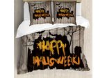Copripiumino Abakuhaus Halloween, Con Scritta Bats Art, Antiacaro, Adatto A Chi Soffre Di Allergie, Con Federe, 155 Cm X 220 Cm - 80 X 80 Cm, Multicolore