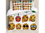 Copripiumino Abakuhaus Halloween, Emoticon Zucca, Antiacaro, Adatto A Chi Soffre Di Allergie, Con Federe, 155 Cm X 220 Cm - 80 X 80 Cm, Arancione