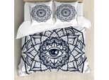 Abakuhaus Copripiumino Occulto, Mandala Tribal, Antiacaro, Adatto A Chi Soffre Di Allergie, Con Federe, 200 Cm X 200 Cm - 80 X 80 Cm, Bianco E Nero
