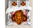 Copripiumino Abakuhaus Halloween, Strega Con Teschi, Antiacaro, Adatto A Chi Soffre Di Allergie, Con Federe, 200 Cm X 200 Cm - 80 X 80 Cm, Multicolore
