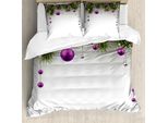 Abakuhaus Copripiumino Natalizio, Albero, Antiacaro, Adatto A Chi Soffre Di Allergie, Con Federe, 155 Cm X 220 Cm - 80 X 80 Cm, Viola Grigio Verde